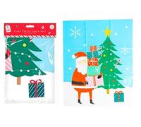 Santa Claus with Christmas Tree Giant Present Sack - Large 76cm Plastic Gift Bag for Xmas Toys & Presents - Reusable Festive Christmas Storage Bag