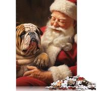 Santa Claus with English Bulldog Puzzle Jigsaws 1000 Pieces for Adults Puzzles 1000 Piece Unique Home Decor And Gifts 300pcs (40x28cm)