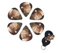 Santa Claus with Guitar Print Box, 6 Pack Guitar Picks with Storage Box Organizer for Custom Guitars for Men Women Guitar Accessory Ukulele for