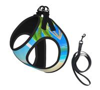 Santa Claus With The Beach And Surfboard Printing Puppy Summer Vest Harness With Reflective,Dog Accessories For Small Medium Large Dogs And Cats