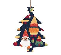 Santa Claus with two colors of beard Wooden Ornament Pendant Christmas Tree Shape 2 PCS for Tree, Wall and Door Decor - Vintage Style