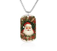 Santa Claus Wreath Necklace Gift for Girlfriend Boyfriend, Long Chain Pendant Custom with Picture, Personalized Necklace Gift for Christmas Anniversary Family Birthday Valentine's Day
