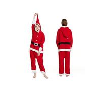 (Santa Claus, XL) Snow Monster Elf Santa Claus Couple Cartoon One-Piece Pajamas Hooded Polar Fleece Home Clothes Animal Performance