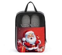 Santa Claus Xmas Gifts Shoe Bag Travel Shoe Organizer Water-Resistant Shoe Pouch with Zipper Sneaker Dust Bag, gray, One Size, Modern