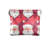 Santa Clause Geometric Style Women's Leather Coin Purses Pouches Waterproof Coin Holder for Women Boys Girls