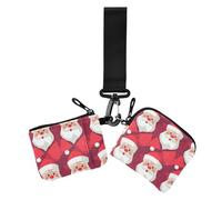 Santa Clause Geometric Style Women's Wallets Card Cases Compact Size Zipper Wallet Coin Bag with Zipper Pocket for Work Travel 2 Pcs, santa clause geometric style, One Size, Casual