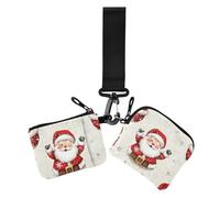 Santa Clause High Resolution Women's Coin Pouches Card Holder Slim Detachable Women Credit Card Case Coin Purse with Zipper Pocket for Daily Use 2 Pcs, santa clause high resolution, One Size, Casual