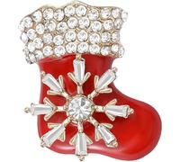 Santa Clause Stockings Christmas Brooch with Rhinestones Flower Brooch Christmas Jewelry Accessories