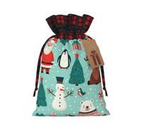 Santa Claus'S Reindeer Snowman Christmas Burlap Gift Bags With Drawstring And Tags - Tiny Small Gift Bags For Xmas Candy And Christmas Supplies, Christmas Drawstring Gift Bags 8.3×11.8in