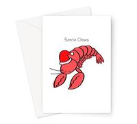 Santa Claws Greeting Card |Funny Lobster Christmas Card, Joke Christmas Card, Lobster in A Santa Costume Doodle Card, Santa Clause, Claw Pun