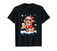 Santa Cockapoo Sunglasses Drinking Beer Christmas Owner T-Shirt