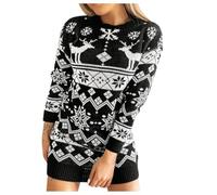 Santa Costume Christmas Fancy Dress Adult Cardigans for Women UK Halloween Dresses Long Sleeve Jumper Winter Flared a Line 1950s Swing Cocktail Party Black-b L