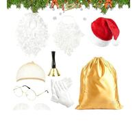 Santa Costume - Complete Christmas Outfit With Hat Wig & Beard | Santa Suit | Classic Santas Claus Outfit For Party Stage School Event & Winter Holiday Celebration