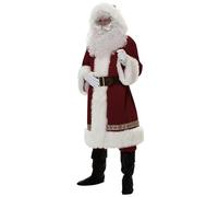 Santa Costume for Adults Men Deluxe Christmas Santa Suit Include Clothes, Beard & Wig, Hat and Boots Warm Comfortable Outfit Elegant Costume for Xmas, Cosplay Party(M) Christmas
