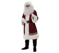 Santa Costume for Adults Men Deluxe Christmas Santa Suit Include Clothes, Beard & Wig, Hat and Boots Warm Comfortable Outfit Elegant Costume for Xmas, Cosplay Party(L) Christmas