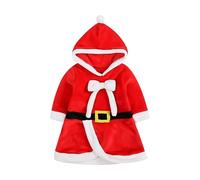 Santa Costume for Girls Long Sleeve Santa Claus Red Velvet Dress with Hat Elegant Party Dress Toddler Kid Holiday Celebration Gown Christmas Cosplay Stage Costumes (Red-c, 0-3 Months)