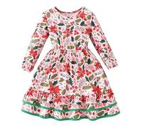 Santa Costume For Girls,Red Long Sleeve Princess Plush Trim Xmas Party Dress Red Christmas Dresses Girls UK Outfits Star New Born Baby Girl Clothes Set Costumes (Green#3,5-6 Years)