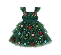 Santa Costume For Girls,Red Long Sleeve Princess Plush Trim Xmas Party Dress Red Christmas Dresses Girls UK Outfits Star New Born Baby Girl Clothes Set Costumes (Green#5,5-6 Years)