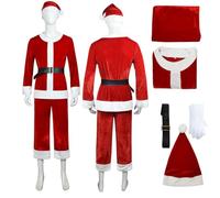 Santa Costume, Men's Deluxe Santa Suit Costume Outfit Man Xmas Suit Mrs Claus Women Christmas Tops Men Perfect For Christmas Fancy Dress Holiday Parties
