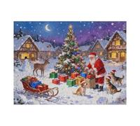 Santa Countdown 500 Pieces Jigsaw Puzzles, Christmas Puzzle for Parents Teens Adults 20.5x15 in