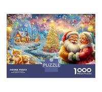 Santa Couple with Cats And A Tree 1000-Piece Jigsaw Puzzle Perfect for Men, Women, Elders & Seniors 52x38cm/1000pcs