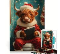 Santa Cow Reading Jigsaw Puzzles 1000 Piece for Teenagers Enhance Recall Relax Time Exact Edge Creative Gift (38x52cm)
