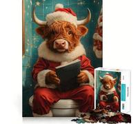 Santa Cow Reading Jigsaw Puzzles 1000 Pieces for Adults Logic Sense Toy Leisure Time Smooth Edge Seasonal Gift (38x26cm)
