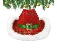 Santa Cowboy Hat,Holiday Festive Western Costume Accessories - Santa Cowboy Hat for Adults - for New Year's Eve Parties Stage Performances Props Masquerade Balls