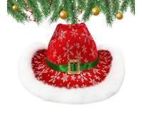 Santa Cowboy Hat - Holiday Festive White Trim Costume | Christmas Western Hat | Decorative Party Accessory For New Year's Eve Parties Stage Performances Cosplay Props | Osplay Events New Years