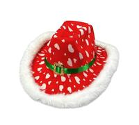 Santa Cowboy Hat - Holiday Festive White Trim Costume | Christmas Western Hat | Decorative Party Accessory For New Year's Eve Parties Stage Performances Cosplay Props | Osplay Events New Years