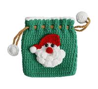 Santa Crochet Bag Coin Purse Kids, Small Drawstring Pouch for Coin, Christmas Tree Knitting Bag for Girls, Cute Wallet for Cards, Earphones, Headphones, Jewelry, Small Items