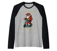 Santa Cruising an Escooter Rocking a Fresh Street Man Bag Raglan Baseball Tee