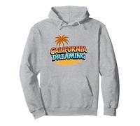Santa Cruz California Dreaming Men's Surf Beach Graphic Pullover Hoodie, Adult Unisex, Heather Grey, L
