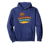 Santa Cruz California Dreaming Men's Surf Beach Graphic Pullover Hoodie, Adult Unisex, Navy, L