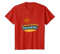 Santa Cruz California Dreaming Men's Surf Beach Graphic T-Shirt, Kids, Red, 3 Years