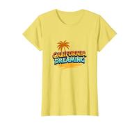 Santa Cruz California Dreaming Men's Surf Beach Graphic T-Shirt, Women, Lemon, 3XL