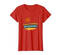 Santa Cruz California Dreaming Men's Surf Beach Graphic T-Shirt, Women, Red, M