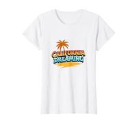 Santa Cruz California Dreaming Men's Surf Beach Graphic T-Shirt, Women, White, M