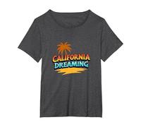 Santa Cruz California Dreaming Men's Surf Beach Graphic T-Shirt, Women's Plus, Dark Heather Grey, 3X