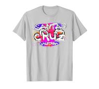 Santa Cruz California Retro Graffiti Design T-Shirt, Men, Silver Grey, Small