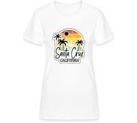 Santa Cruz California - Sunset Palm Trees Surf Design - California West Coast Beach & Surf Lifestyle Women's T-Shirt, White, M