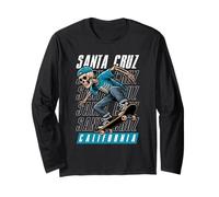 Santa Cruz California Tee, Skeleton in Hat Old School Skater Long Sleeve T-Shirt