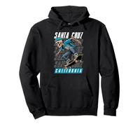 Santa Cruz California Tee, Skeleton in Hat Old School Skater Pullover Hoodie