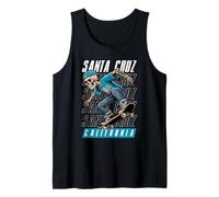 Santa Cruz California Tee, Skeleton in Hat Old School Skater Tank Top