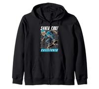 Santa Cruz California Tee, Skeleton in Hat Old School Skater Zip Hoodie