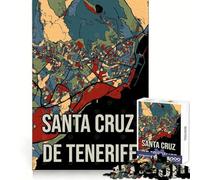 Santa Cruz De Tenerife Vintage City Map Jigsaw Puzzles for Adults 1000 Piece Brain Memory Pleasant Leisure Tight Lock Creative Gift size 50x75cm