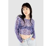 Santa Cruz Delfino Flower Mesh Crop Long Sleeve T-Shirt dark blue 10