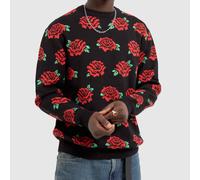 Santa Cruz Dressen Roses Knit Cotton Mens Sweatshirts in Black & Red, Size: L L