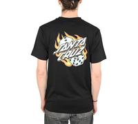 Santa Cruz Flaming Dice Dot Chest S/S T-Shirt - Black
