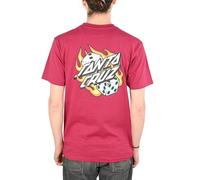 Santa Cruz Flaming Dice Dot Chest S/S T-Shirt - Burgundy